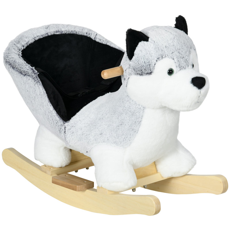 Derun Husky Baby Rocking Horse for Toddlers with Sound Seatbelt Grey