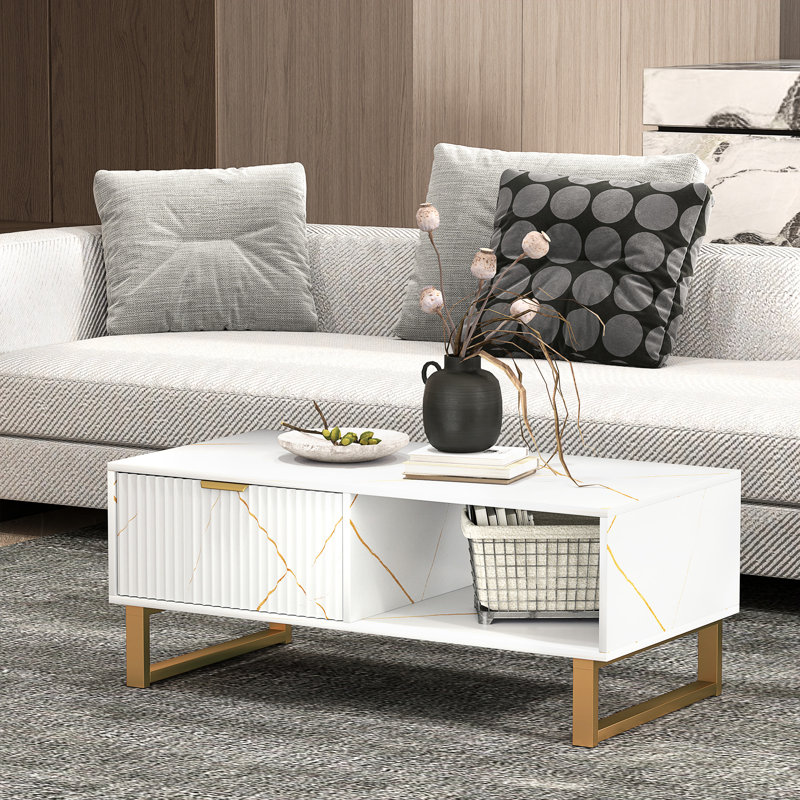 Coffee Table with Storage, White