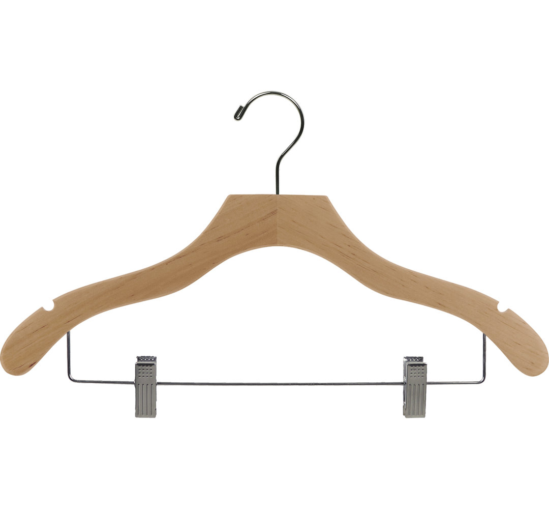 Wood Hangers With Clips for Dress/Shirt/Sweater (Set of 25) Rebrilliant 