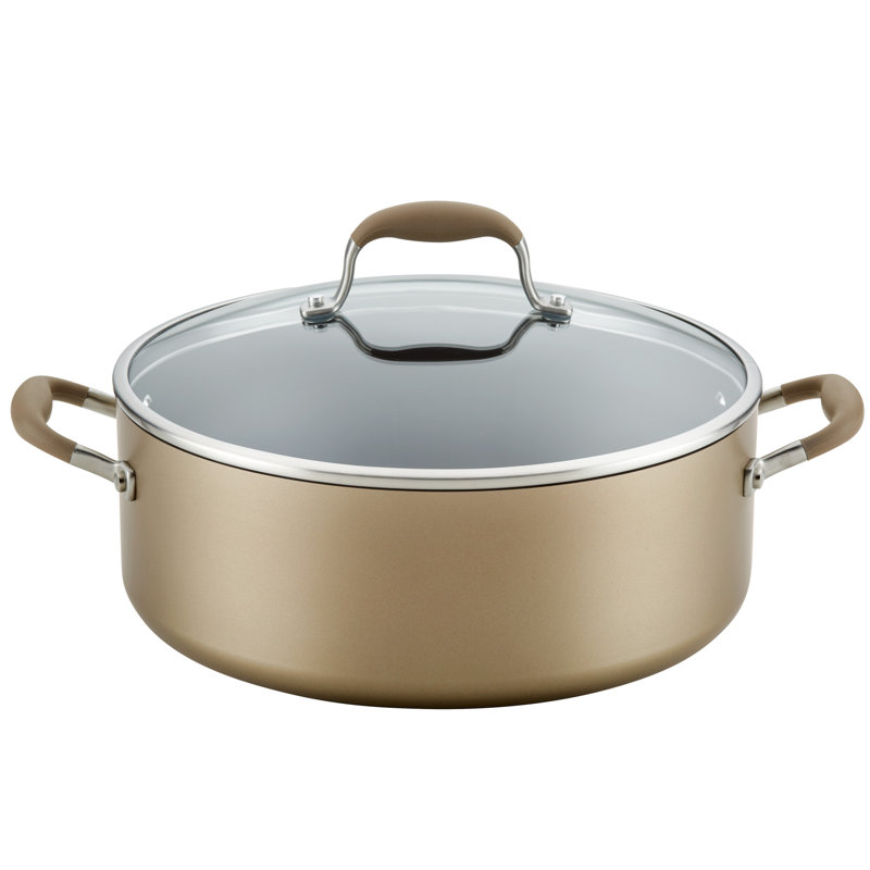 Anolon Advanced Home Hard-Anodized Nonstick Wide Stockpot With Lid, 7.5 Quart, Brown