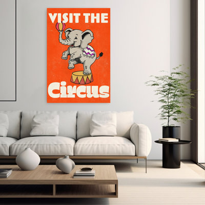 Contemporary Art Bold Classic Colorful Elephant Landscape Nature Wall Art - Wrapped Canvas Print