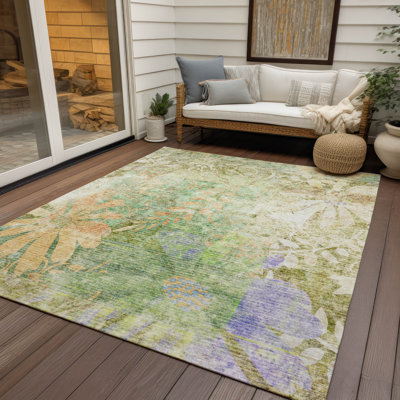 Tapis floral intérieur / extérieur lavable à la machine Lafferty ACN2223