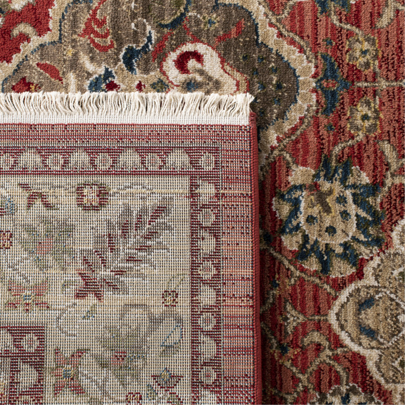Elysian Bloom Red Floral Hand-Knotted Rectangular Rug