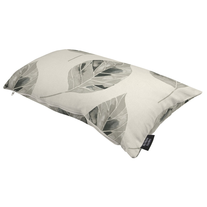 Gustin Leaf Indoor / Outdoor Floral Rectangular Throw Pillow Cover, Soft Grey, 50cm x 30cm