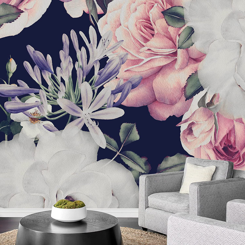 Floral Peel & Stick Border, 66" L x 96" W