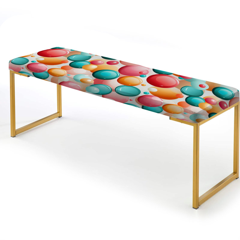 Poupart Candy Crush Delight - Polka Dots Upholstered Gold Bench