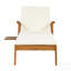 Chaise longue inclinable en bois d'acacia avec roulettes, dossier réglable à 4 positions et coussin moelleux pour la terrasse et le jardin