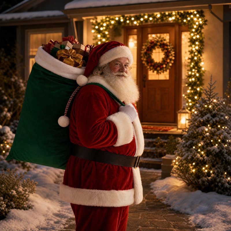 Décorations de Noël, sac-cadeau de Noël, sac-cadeau Père Noël, sac de rangement haut de gamme, sac à cordon, Vert