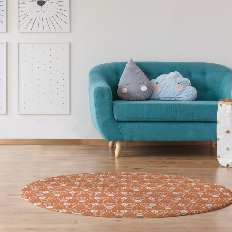 Tapis orange/blanc pour cercles et vagues, Rectangle 2 pi x 3 pi