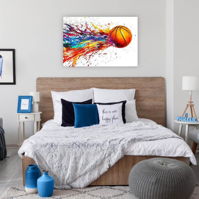 Art mural 24 po x 36 po orange, toile de fond orange encadrée en bois