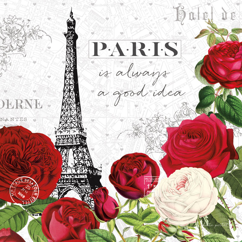 «Rouge Paris II» encadré par Katie pertiet, H 12 po x l 12 po, Toile encadrée noire, Non