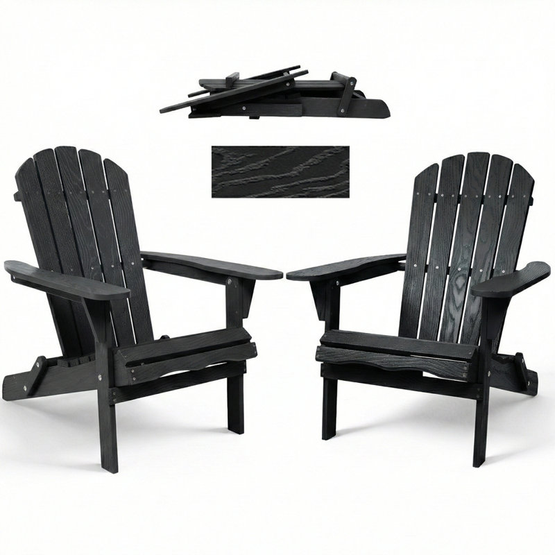 Chaise longue en bois pour l'extérieur, Noir