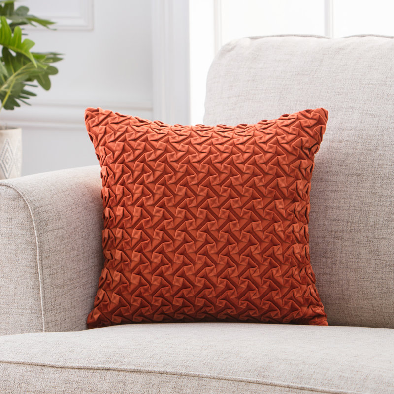 Rust Euro Origami Textured Polyester Throw Pillow Cover 18x18