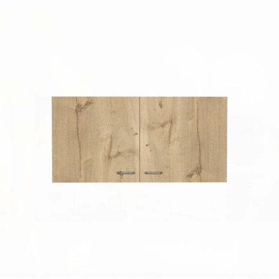 White and Light Oak Rectangle 2-Door Wall Cabinet