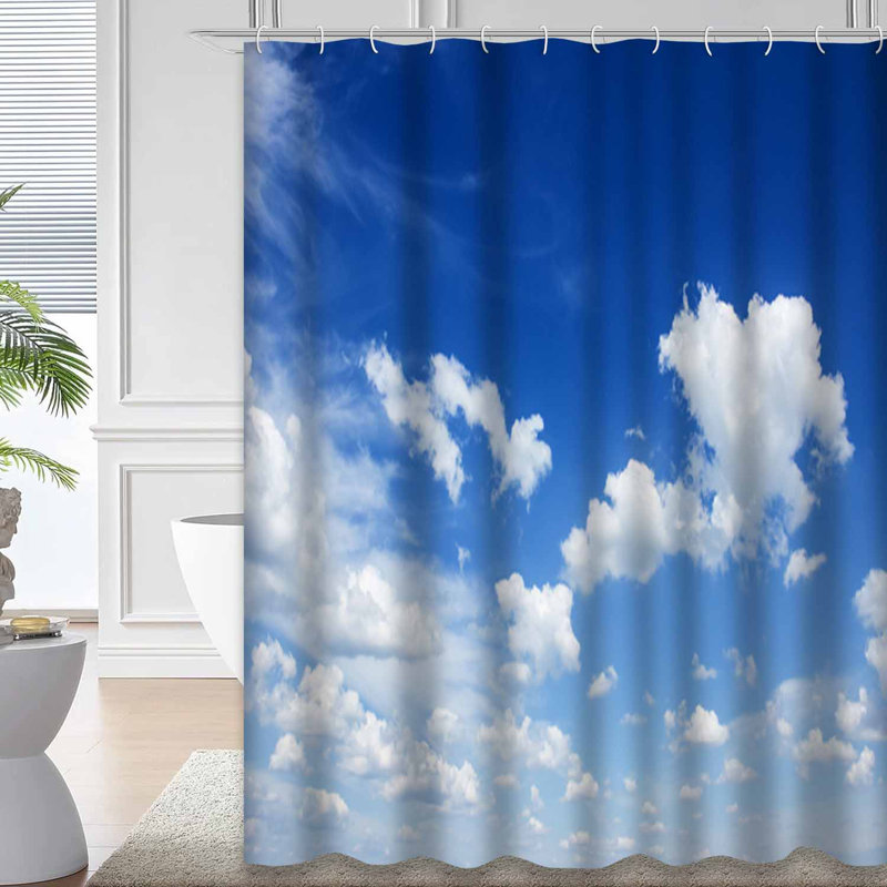 Rideau de douche bleu imperméable, rideaux de douche pour la salle de bain avec 12 crochets, 72" L x 72" W