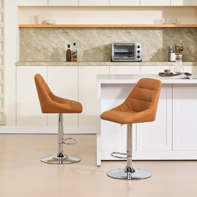 Ensemble de 2 tabourets de bar réglables avec repose-pieds chromé, base pivotante et similicuir personnalisé pour un confort et un style modernes