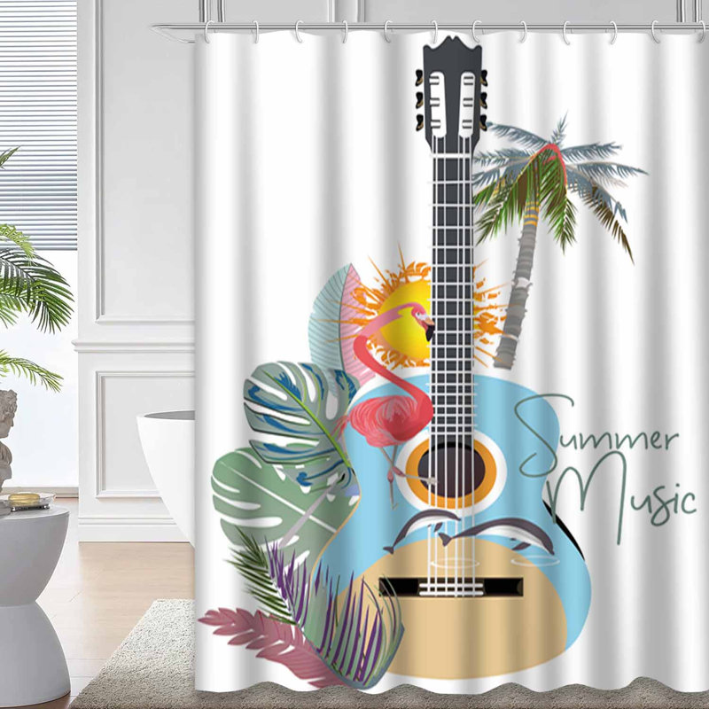 Rideau de douche imperméable à motif floral à feuilles de palmier avec 12 crochets, L 72 po x l 72 po
