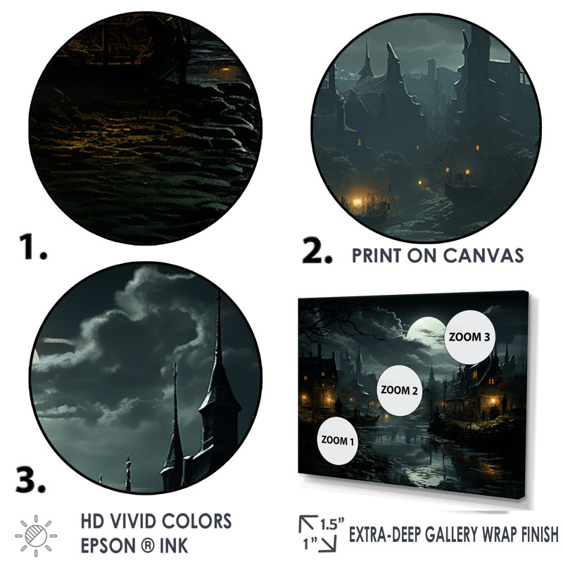 Art mural Moody Night, Toile tendue, H 30 po x l 40 po x P 1,5 po