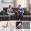 Pouf ottoman moderne compressé, repose-pieds rectangulaire modulable en velours côtelé avec ressorts ensachés, aucun assemblage requis pour le salon, gris-1999278481