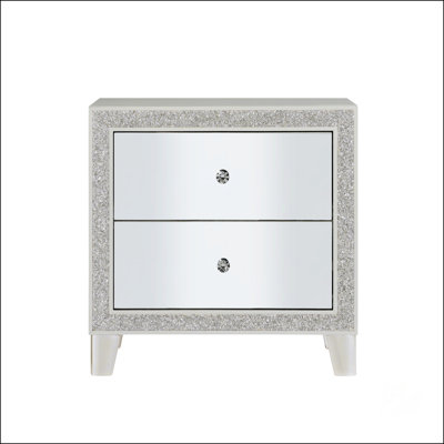 Glam Style Bedroom Furniture Nightstand With 2X Drawers