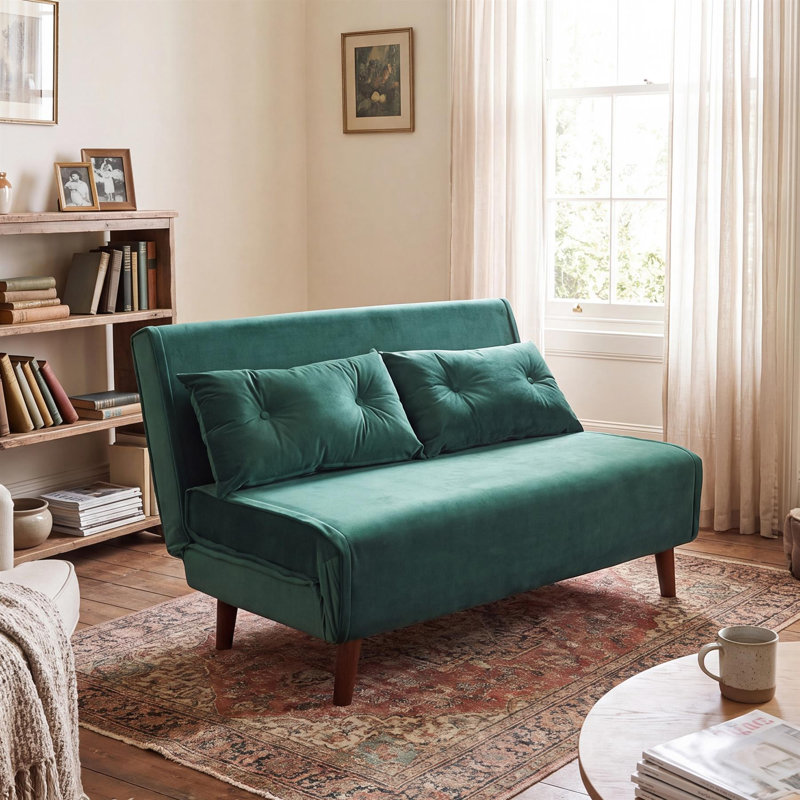 2 Seater Velvet Sofa Bed, Green