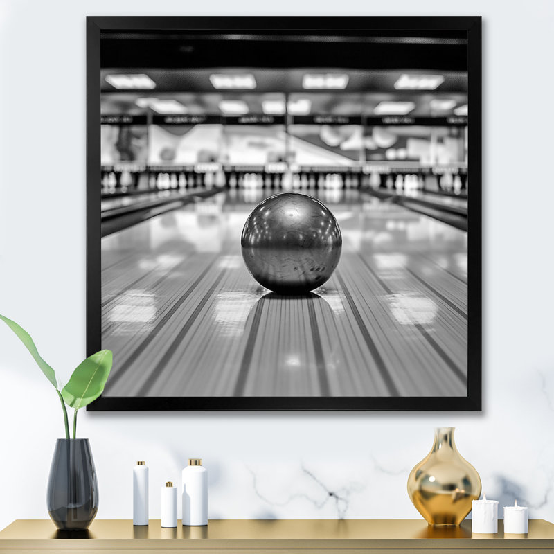 «Black and White Bowling Photo», reproduction sur toile, Cadre photo noir, H 24 po x l 24 po x P 1 po