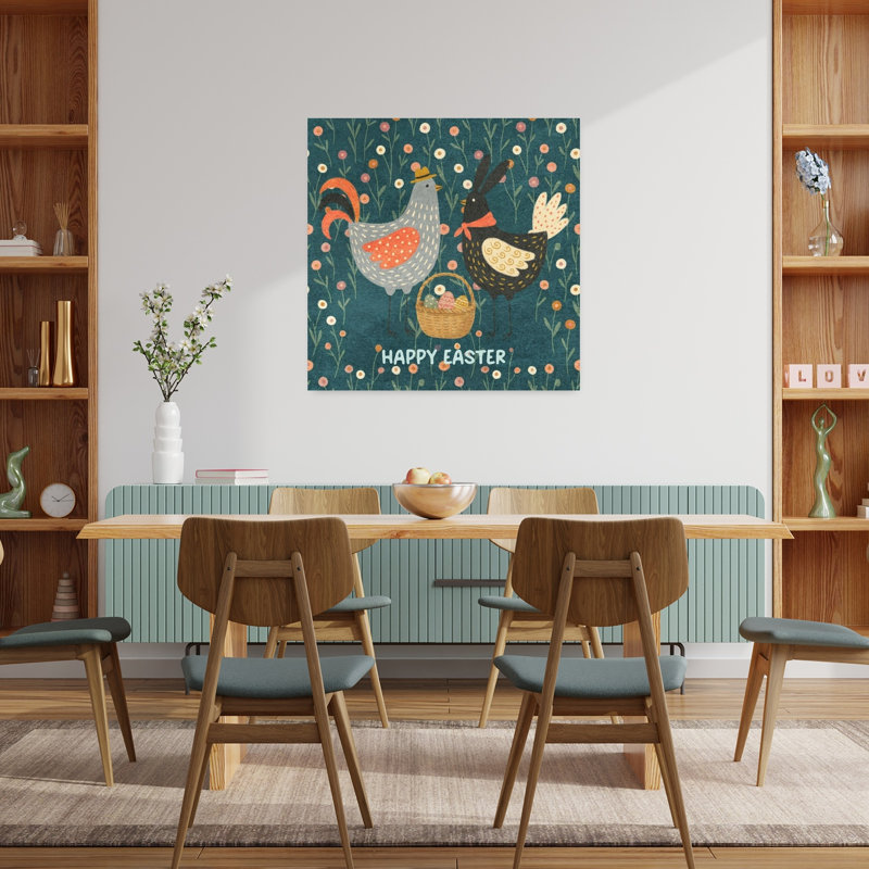 Reproduction d'art de Pâques, fleur de lapin et lapin, forêt, art mural, 36" H x 36" W