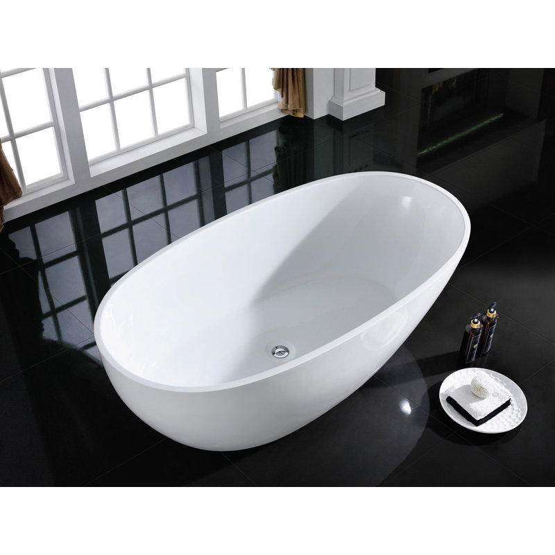 Tex 66.5'' x 33.5'' Freestanding Soaking Acrylic Bathtub