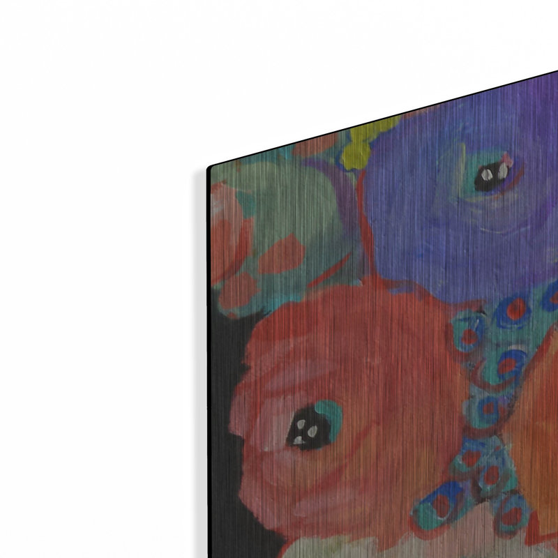 «Orange, mauve et rayures» par Holly Wojhan, H 36 po x l 36 po