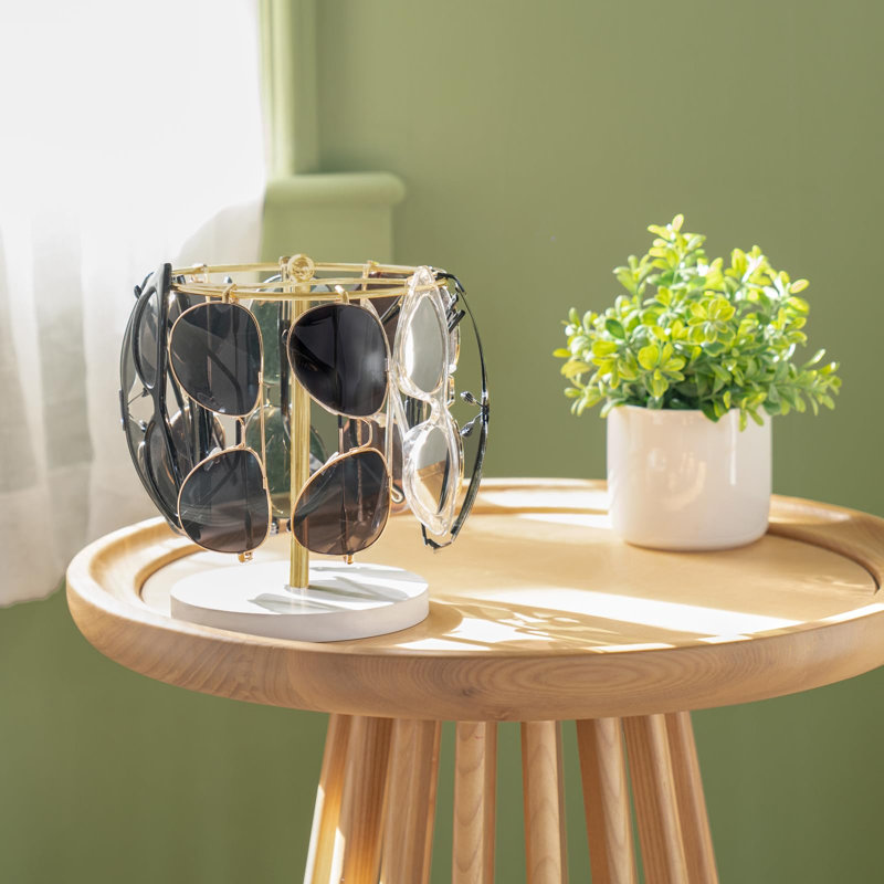 Présentoir à lunettes de soleil, support pour lunettes pouvant contenir jusqu'à 12 paires de lunettes, idéal pour une table, une commode, un bureau, un comptoir ou une chambre. Lot de 1, doré.