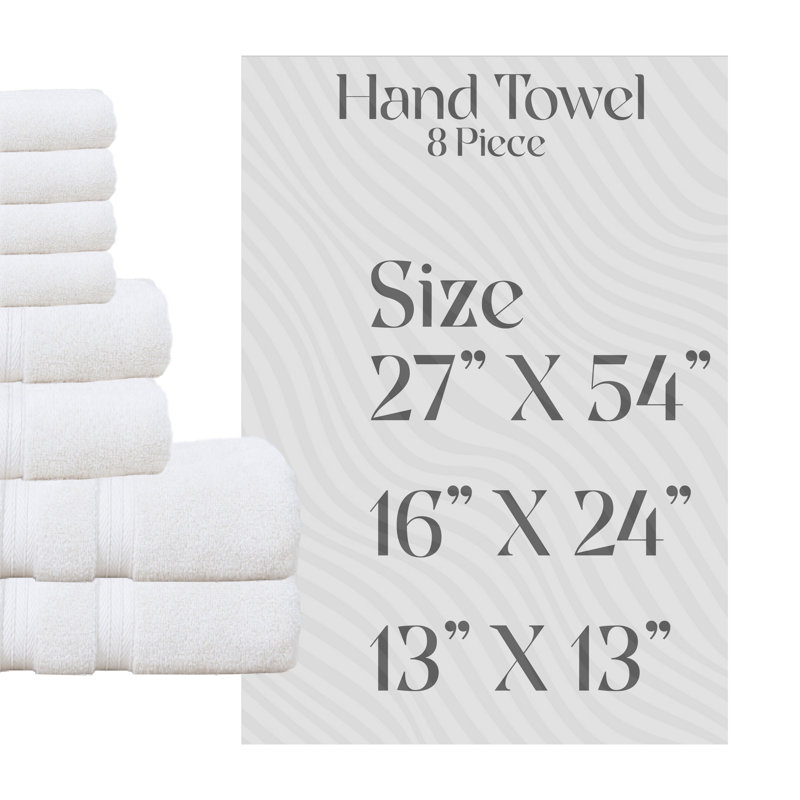 Elegance Essentials 550GSM 100% Cotton Zero Twist Bath Towel Set(2 Bath, 2 Hand Towel & 4 Washcloth), Ivory