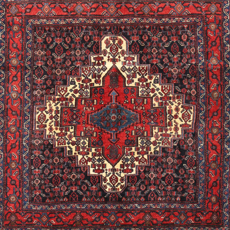 Tapis rouge à motif sud-ouest, Carré 6 pi