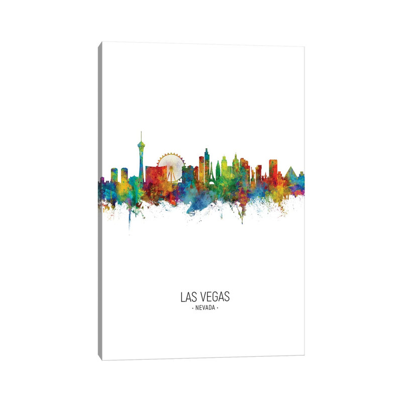 Las Vegas Nevada Skyline Portrait by Michael Tompsett - 1 Piece Wrapped Canvas Wall Art, 101.6 cm H x 66.04 cm W x 1.91 cm D
