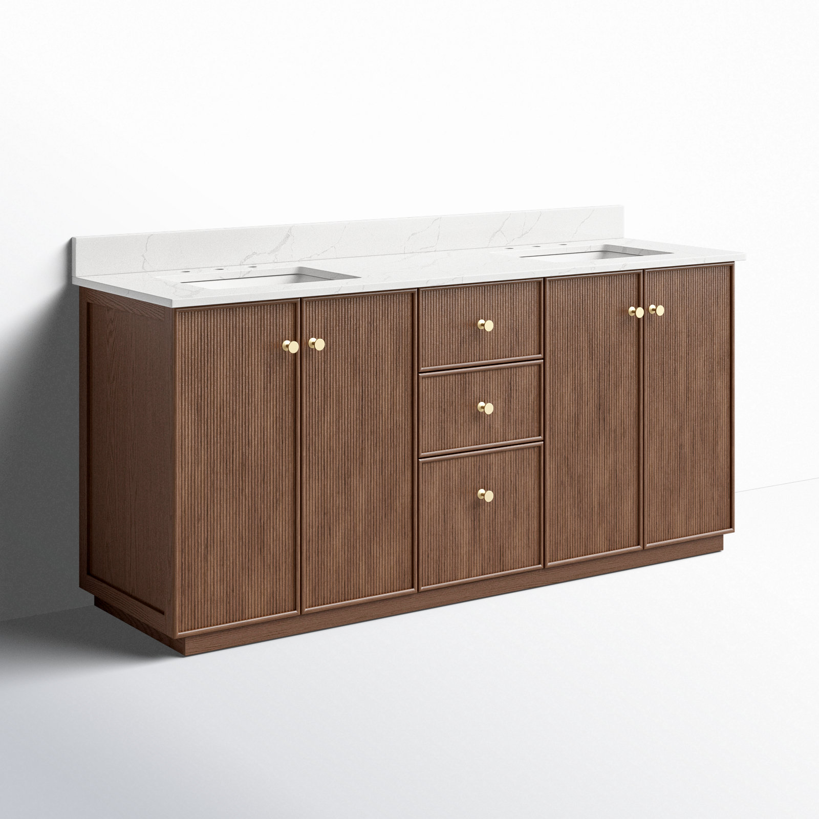 Amella 72'' Double Bathroom Vanity, Dark Brown Oak
