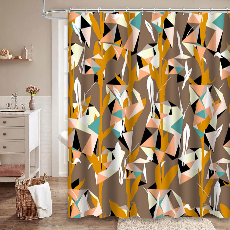 Rideau de douche à motif floral avec 12 crochets, L 72 po x l 78 po