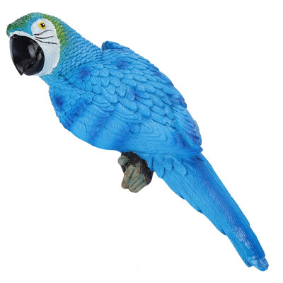Resin Lifelike Bird Ornament Figurine Parrot Model Toy Garden Sculpture Wall Decor Blue Right​