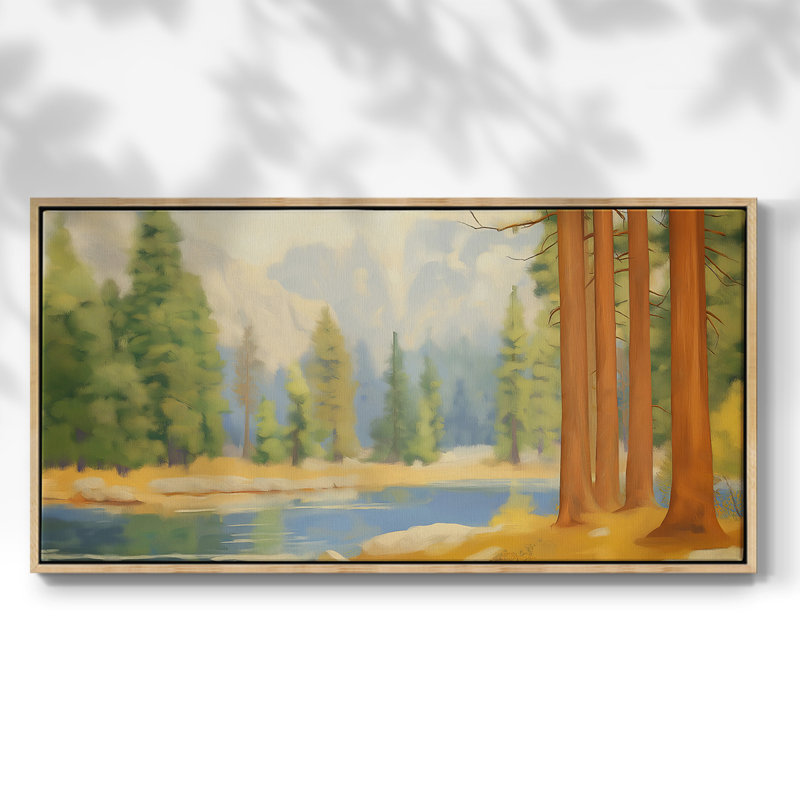 «Landscape Series» -IL- Toile tendue avec châssis encadré - Prêt à accrocher, H 21 po x l 41 po, Naturel