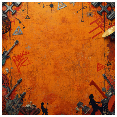 Orange Grunge Music Collage Comforter