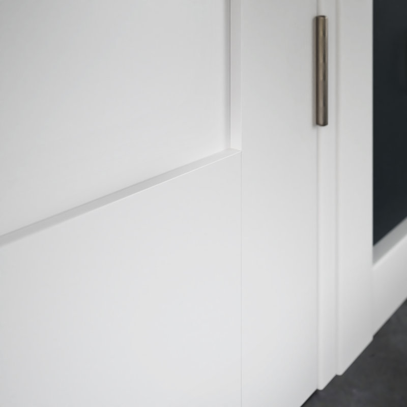80-in 3-Panel Equal Shaker Solid Wood Primed Slab Door, 24" x 80"