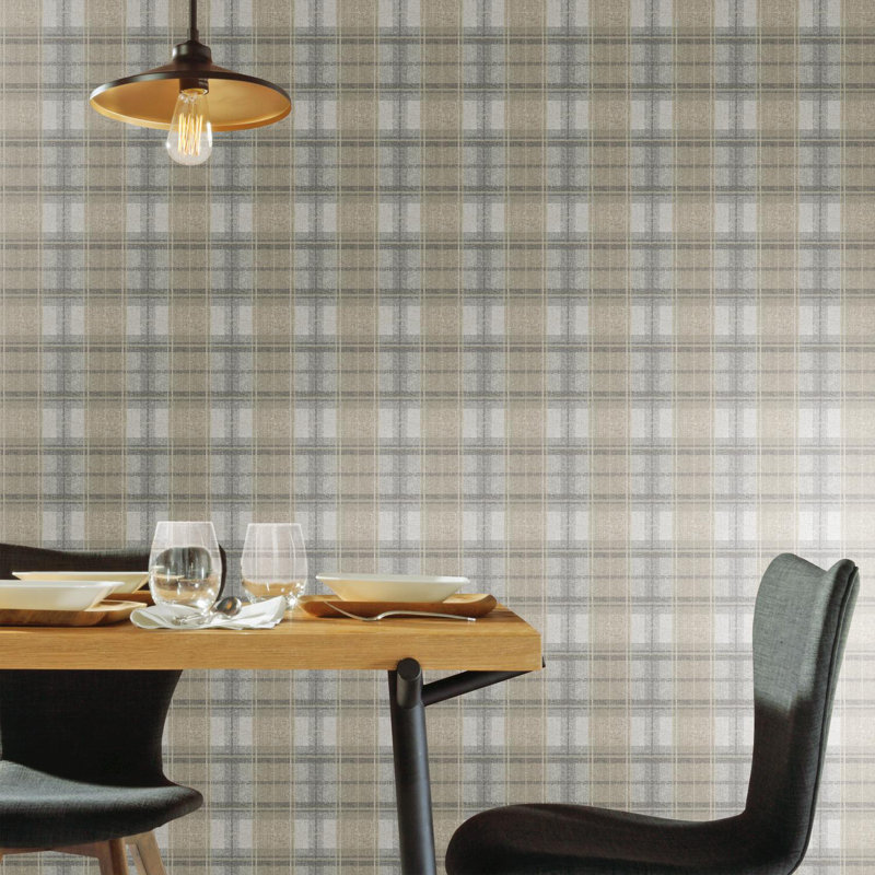 Doreen Peel & Stick Vinyl Plaid Wallpaper Roll, Gray