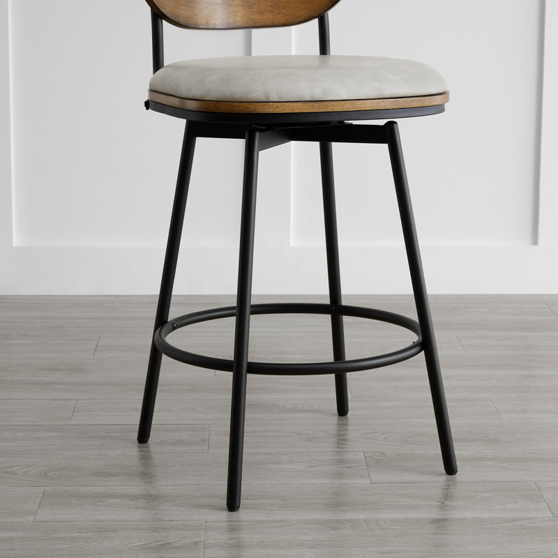 Tabouret pivotant et en métal Avriel, Gris clair, 2, Tabouret de comptoir avec siège d'une hauteur de 