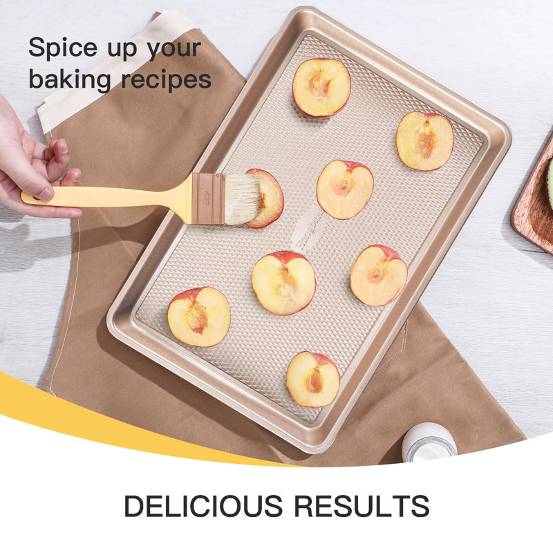 Baking Sheet Pan Set, Cookie Sheets For Oven, Nonstick Half/Quarter/Jelly Roll Pans With Diamond Texture Pattern, Heavy Duty Cookie Tray
