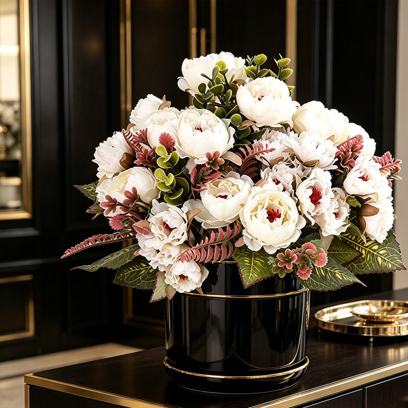 3 Bundles  Artificial Peonies Flowers Boho Faux Flowers Arrangements Artificial Centerpiece Spring Bouquet Floral Wedding Decoration for Vase