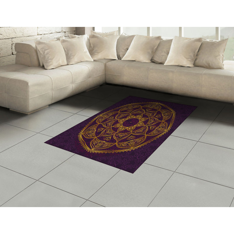 Mandala High Density Long Fiber Poly Threads Decorative Area Rug Carpet, Rectangle 4' x 5'8"