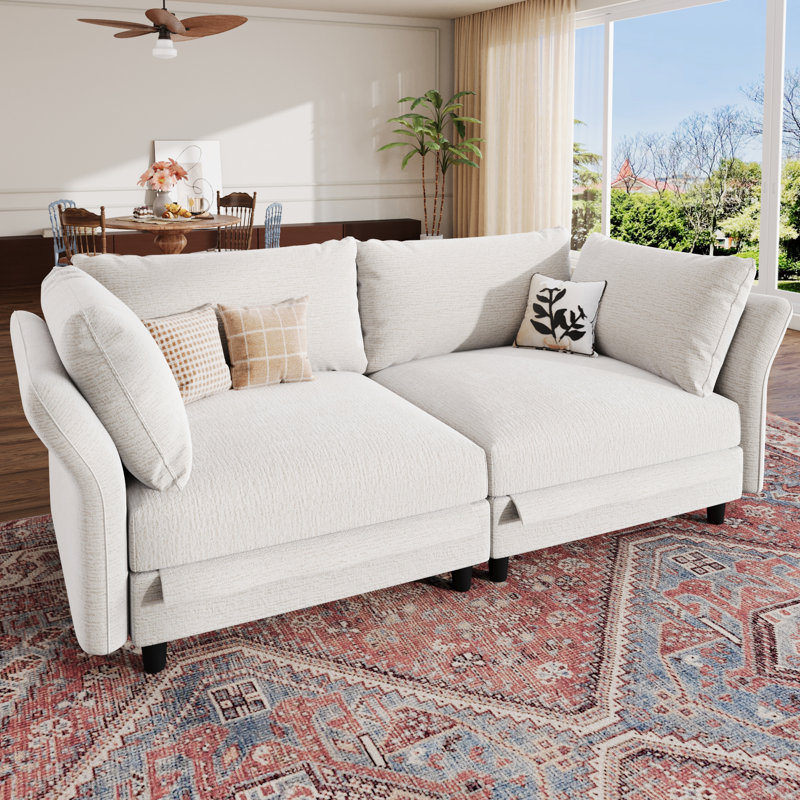60'' Modern Chenille Modular Armchairs (Set Of 2), Beige