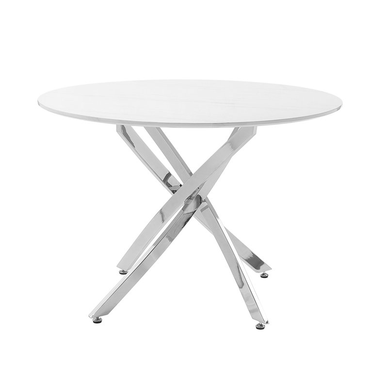 Modern Dining Furniture 1pc Round Faux Marble Top Dining Table