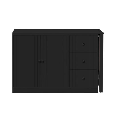 89.7'' Wooden Sideboard With 47 - Inch Pull Out Table, Multifunctional Storage, Stable Floor Standing And Smooth Drawer Operation Adjustable Shelf, Spacious Drawers Silent Movement For Home