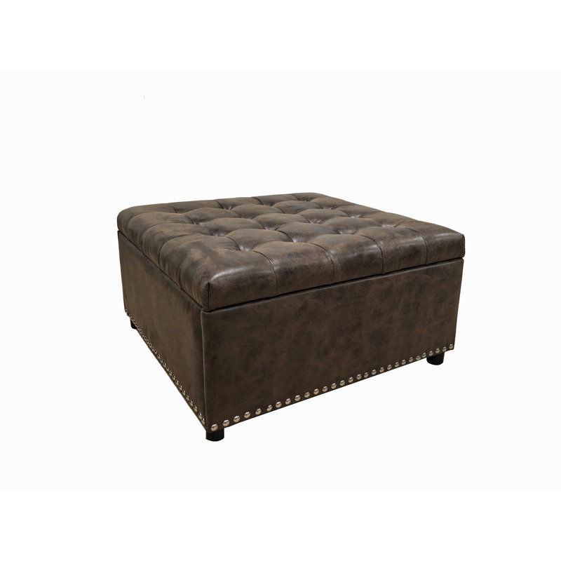 Tufted Storage Ottoman With Studs