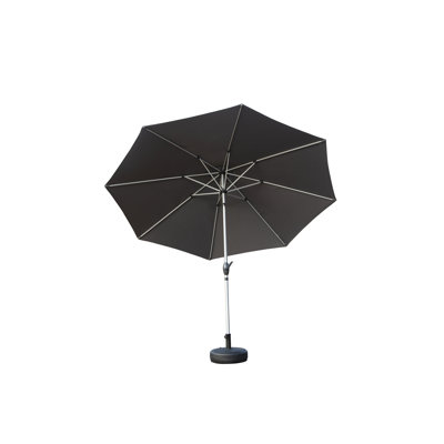 Parasol 9 pi pour l'extérieur - Gris, protégé, cadre avec 8 nervures de cour, patio, patio de plage, nervures, évent, surface de terrasse imperméable