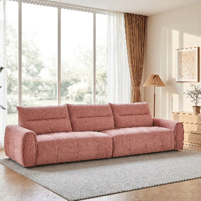 122"chenille Upholstered 3-seater Sofa With Removable Cushions, Solid Wood Frame Modern Living Room Sofa
